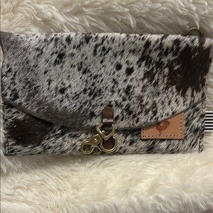Meanwhile Back on the Farm Cowhide Clutch